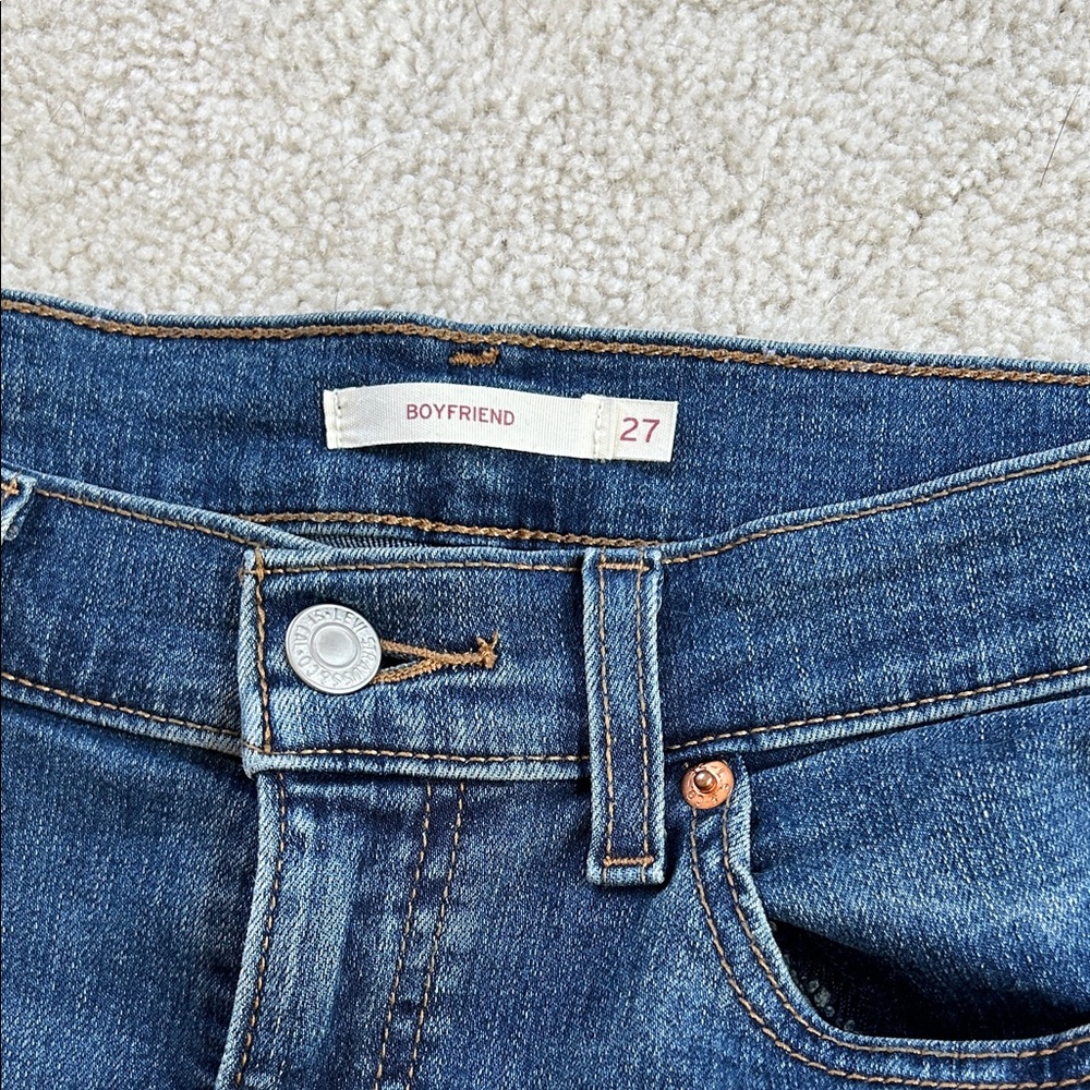 Levi's Women's Boyfriend Jeans - Dark Blue - Picture 2 of 3